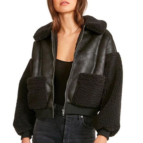 BB Dakota by Steve Madden Mixed Feelings Faux Vegan Leather Bomber